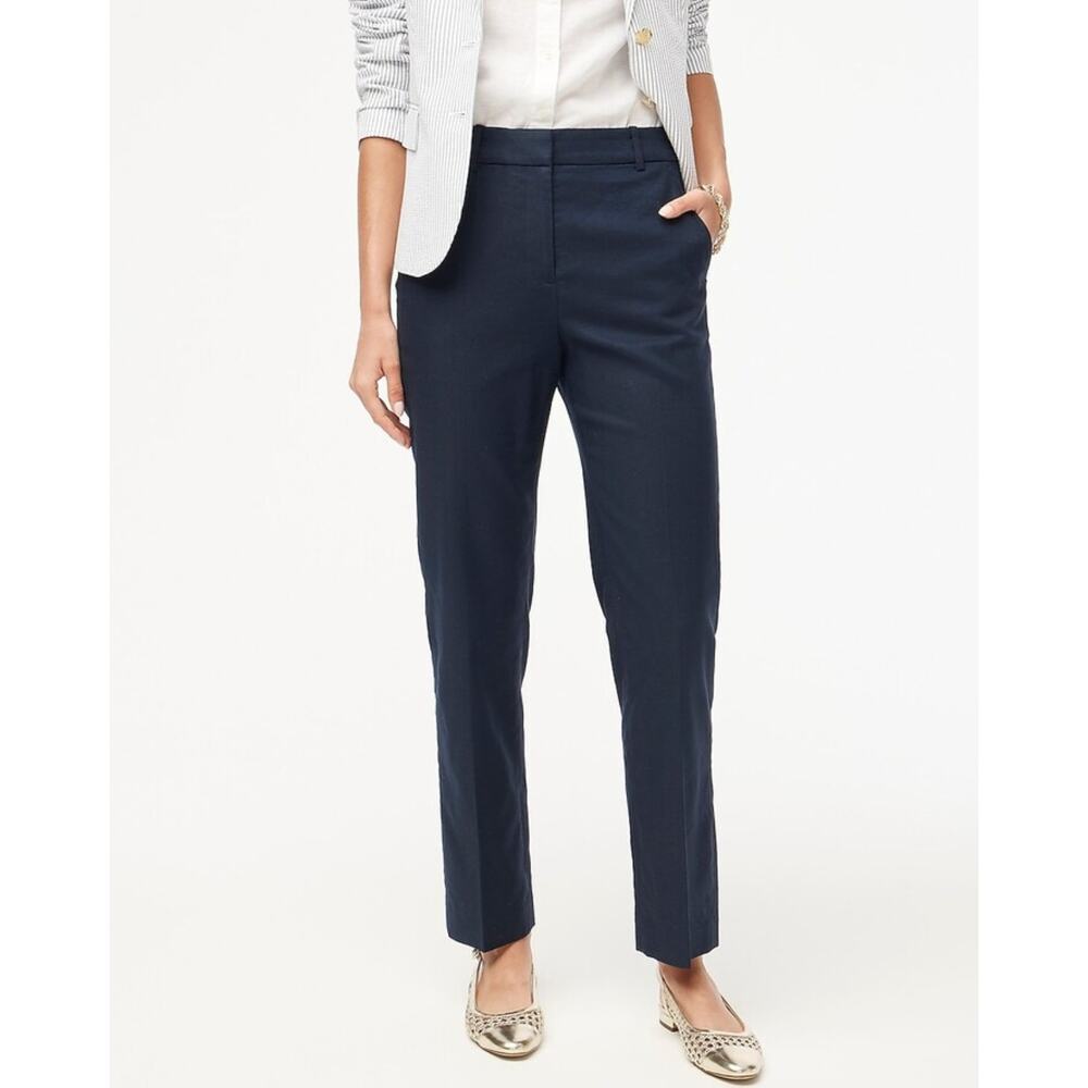 J. Crew Kallie Stretch Linen Blend Straight Leg Pant Navy Plus Size US 18 NWT